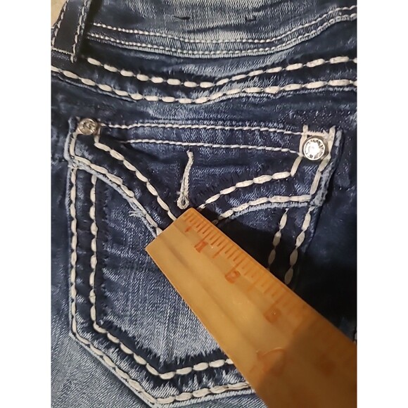 Miss Me Jeans Womens 27 Blue Boot Low Rise Thick Stitch Y2K Western Ranch Rodeo - Picture 14 of 15